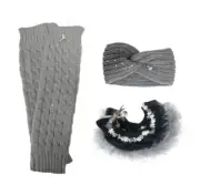 Melrose Figure Skating Warmers (Grey), Figure Skating Headband (Grey), The Sassy
