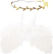 Nishine 2 PACK White Newborn Fuzzy Feather Angel Wings + Headband Set for Baby Cosplay Girls Costume Photography