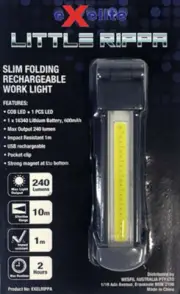 Exelite - LITTLE RIPPA LED Slim Folding USB Rechargeable Work Light / Torch