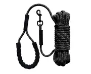 Long Leash for Dog Training Reflective Nylon Rope Lead, Check Cord for Dogs Walking, Camping -black 10feet - Black