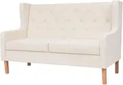 2 Seater Sofa Couch, Loveseat Lounge Chair 2-Seater Sofa Fabric Cream White
