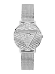 GUESS Silver Iconic Crystal Mesh Watch