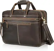Polare 17'' Computer Briefcase Work Bag Business Case For Men With Full Grain Leather Fits 15.6'' Laptop