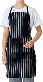 Womens Mens Cooking Chef Kitchen Restaurant BBQ Apron Dress with 2 Pockets Simple Style Waiter Apron Cooking Kitchen Bib