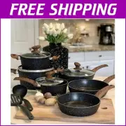 Luxury Granite Black 12-Piece Nonstick Cookware Set for Every Kitchen