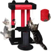 SC28 Gothic Cat Scratching Post with Bed, Cat Bed with 3 Scratching Posts, 28" G