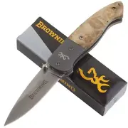 Browning Burl Wood Titanium Handles Linerlock Folding Pocket Knife BR568