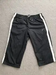 Nike Black White Side Stripe Capris Wind Breaker Pants Women Sz L NWT