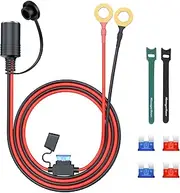 Range Tour O-Ring Terminal to Female Cigarette Lighter Socket Extension Cable, 1m/3.2ft 14AWG Heavy Duty Extension Cord Socket Adapter Plug Power Cable with 10A/15A Fuse