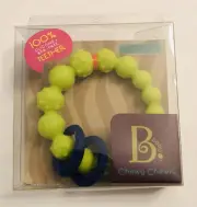 Chewy Chews B. Baby Light Green with Blue Rings Silicone Teether & Soft Rattle