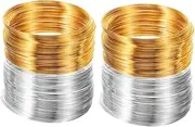 TEHAUX 4 Rolls Memory Wire for Jewelry Making Bendable Craft Cord for Necklaces Bracelets Rings Earrings Durable Skin Friendly Wire for DIY Jewelry Crafting Gold Silver Loops Each