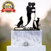 Pets Cake Topper 1 or 2 Dogs Wedding Topper Dog Bride Groom Mr and Mrs Doggy