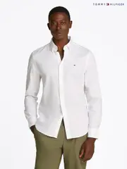 Tommy Hilfiger White Cotton Flex Dobby Shirt (F55013) | $196