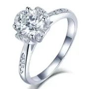 1Ct. Flower Design Solid Silver 925 Ring Moissanite Diamond-SZ8 GRA100024938