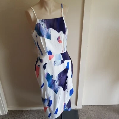White blue COOPER ST figure hugging stylish dress size 10 AU new with tag