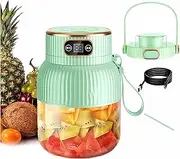 Portable Blender,Portable Blender for Shakes and Smoothies, Personal Size High Speed Blender,21oz USB C Rechargeable Blender for Travel/Picnic/Office/Gym/Sport (GREEN WITH CUP LID)