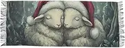 [AIXIWAWA] Women's Pashminas Scarf Christmas Sheep Print, Shawls Wrap Lightwight with Tassel for Evening Dress Dinner Party, Multicolor