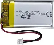 DC 3.7V 330mAh 502035 Rechargeable Lithium Polymer Battery, Suitable for DIY 3.7-5V Electronic Products with Built-in 2-Wire Battery Replacement and LED Lights