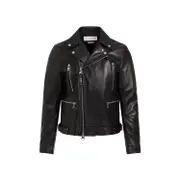 [Alexander Mcqueen] Alexander Mcqueen-Black Lamb Leather Biker Jacket-Uomo 50 IT