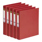 5x Marbig PE/Linen 2 D-Ring 25mm A4 Binder File Paper/Document Organiser Red