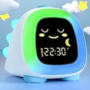 Winshine Dinosaur Kids Alarm Clock - OK to Wake With Night Light, Stay in Bed Sleep Training, Nap Timer - Cute Kids Room Decor (Blue)
