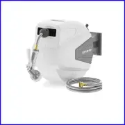 Retractable Garden Hose Reel 100ft with 9-Function Nozzle - Wall Mounted Grey