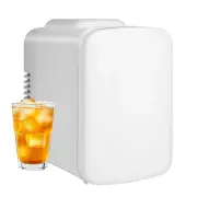 4L/6 Can Mini Fridge Portable Cooler & Warmer Refrigerator Freon-Free White
