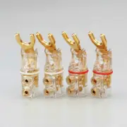 Y-Spade Locking Banana Plug Gold Plated HiFi Speaker Cable Connector Terminals