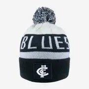 Carlton Blues AFL Traditional Bar Beanie Hat Removable Pom-Pom