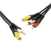 1.5m ISIX S-Video SVHS & 3.5mm Plug to S-Video & 2RCA AV Audio Video Cable Lead