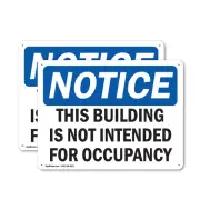 (2 Pack) This Building Is Not Intended For Occupancy OSHA Notice Sign Decal