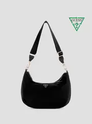 GUESS Women's Eco Gemma Hobo Shoulder Bag in Black, Polyester