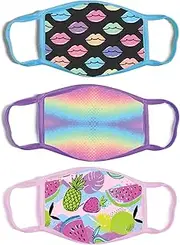 ABG Accessories Girl's 3-Pack Kid Fashionable Protection, Reusable Fabric Face Mask Age 3-7, Fruit Design, 3 Count (Pack of 1)