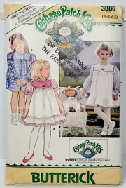 Cabbage Patch Kids Butterick Pattern #3086 UNCUT Size 5 -6X +Doll Pattern w/Iron