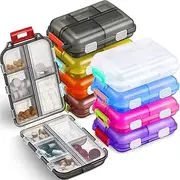 meekoo 8 Pcs Travel Pill Organizer Portable Pill Case Daily Pill Container Pocket Pharmacy Container Small Medicine Travel Container with 10 Compartments for Purse Fish Oil Medicine (Multicolor)
