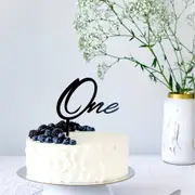Acrylic Black Age 'One' Birthday Cake Topper
