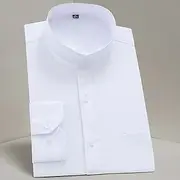 Men's Chinese Collar Shirt Mandarin Collar Shirt Dress Shirt Collared Shirt Button Up Shirt Plain Wedding Party Wine Black White Navy Blue Long Sleeve Grandad