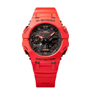 【CASIO 卡西歐】G-SHOCK 藍牙連線 碳纖維核心防護雙顯手錶-火焰紅 GA-B001-4A