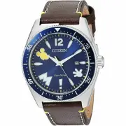 CITIZEN Disney Mickey Mouse Classic Blue Dial Leather Band Mens Watch AW1599-00W