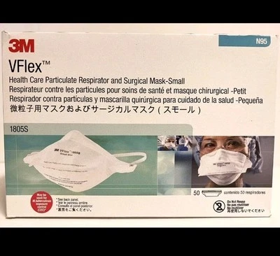3M VFLEX 1805S And 1805 N95 Disposable Face Mask NIOSH Respirator 50 Box 8 Boxes
