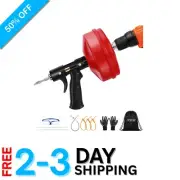 Double Mode 25 FT Drain Snake - Complete Clog Clearing Tool with Safety Gear