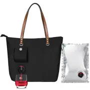 Wine Tote Bag, Beach Cooler for Travel Gift, Leakproof Insulated Purse Carrier with Hidden Spout Compartments Black