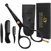 5" Professional Mustache Scissors Beard Scissors for Men with Slanted Tweezer...