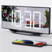 Mirror Digital Alarm Clock for Bedroom, LED Digital Clock Large Display with Bat