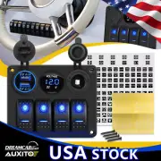 NEW Switch Panel Charger Car Power Socket Dual USB Cigarette Blue LED Voltmeter (for: Renault)