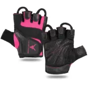 Victor Fitness VG06BPM Black/Pink Medium Fingerless Weightlifting Workout Gloves
