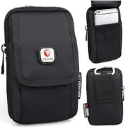 Canvas Dual Phone Holster for Belt Flip Cell Phone Case for iPhone 16 Pro Max 15 Pro Max 14 Pro Max Galaxy S25 Ultra, Universal Smartphone Pouch with Belt Loop and Clip for Men, Magnetic Flap Pocket