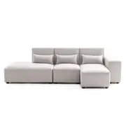 Foret 4 Seater Sofa Modular Corner Lounge Couch Fabric Left Chaise Ottoman Beige