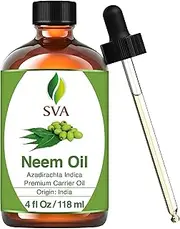 Organic Neem Oil Large Big Size 4 Oz (120 ml) - USDA Certified Oil for Skin, Beauty & Hair Care Formulations by SVA ORGANICS