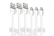 3 Pack 1m Data Transfer Charger Charging Micro USB Cable Cord for Android Phone Device Tablet Bulk White TPE Plastic